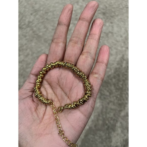 Gold statement bracelet chunky link chain cuff large bold vintage style metal - Picture 5 of 7